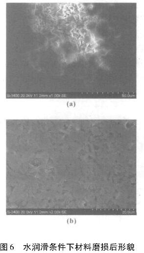 图6水润滑条件下材料磨损后形貌