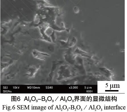 图6 Al2O3-B2O3／Al2O3界面的显微结构